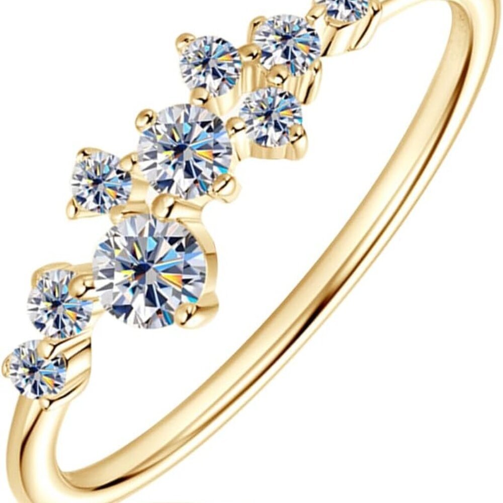 Dainty 18k White Gold Plated Moissanite Ring - Classic Stackable Wedding Jewelry